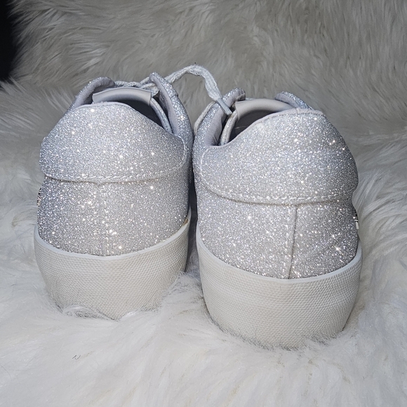 Vintage Havana Kara Silver Matt Star Glitter Sequins Sneakers - Picture 8 of 10